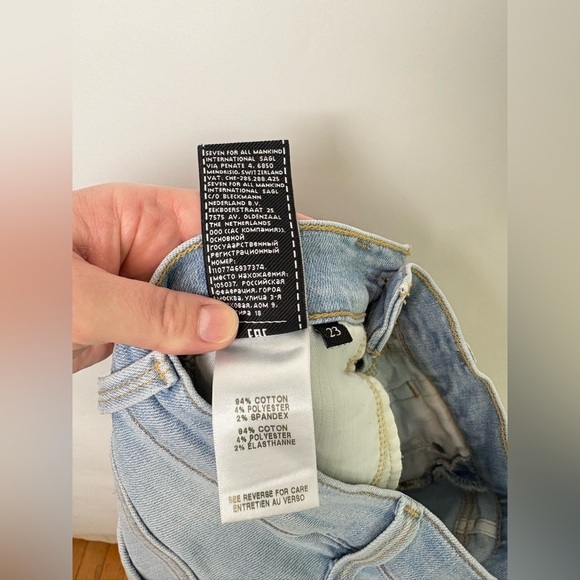 7 for All Mankind High Waist Ankle Skinny Pink Fringe Jeans - Picture 8 of 9